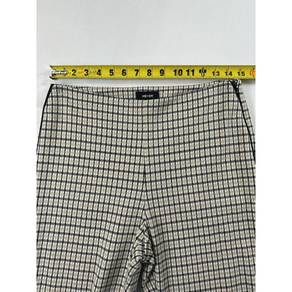 ME+EM Plaid Flared Pants Women Size US 6 Beige Black‎ Tan Trousers EUC
